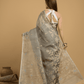 Light Black Cotton Silk Jamdani Saree - 027 - indeloom