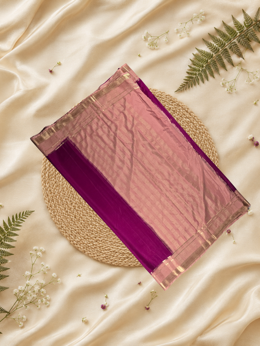Mysore Silk Saree With Wine Purple