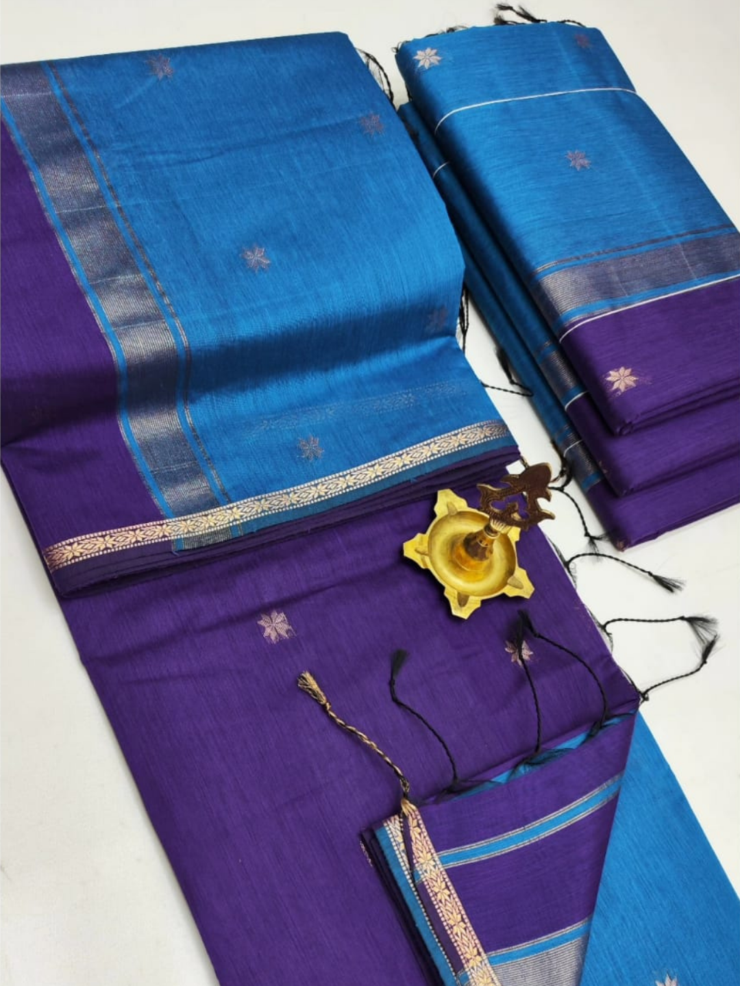 Maheshwari Silk Cotton Saree – Festive Elegance | Indigo Blue