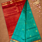 Handloom Korvai Silk Cotton Saree  |  Peacock Teal