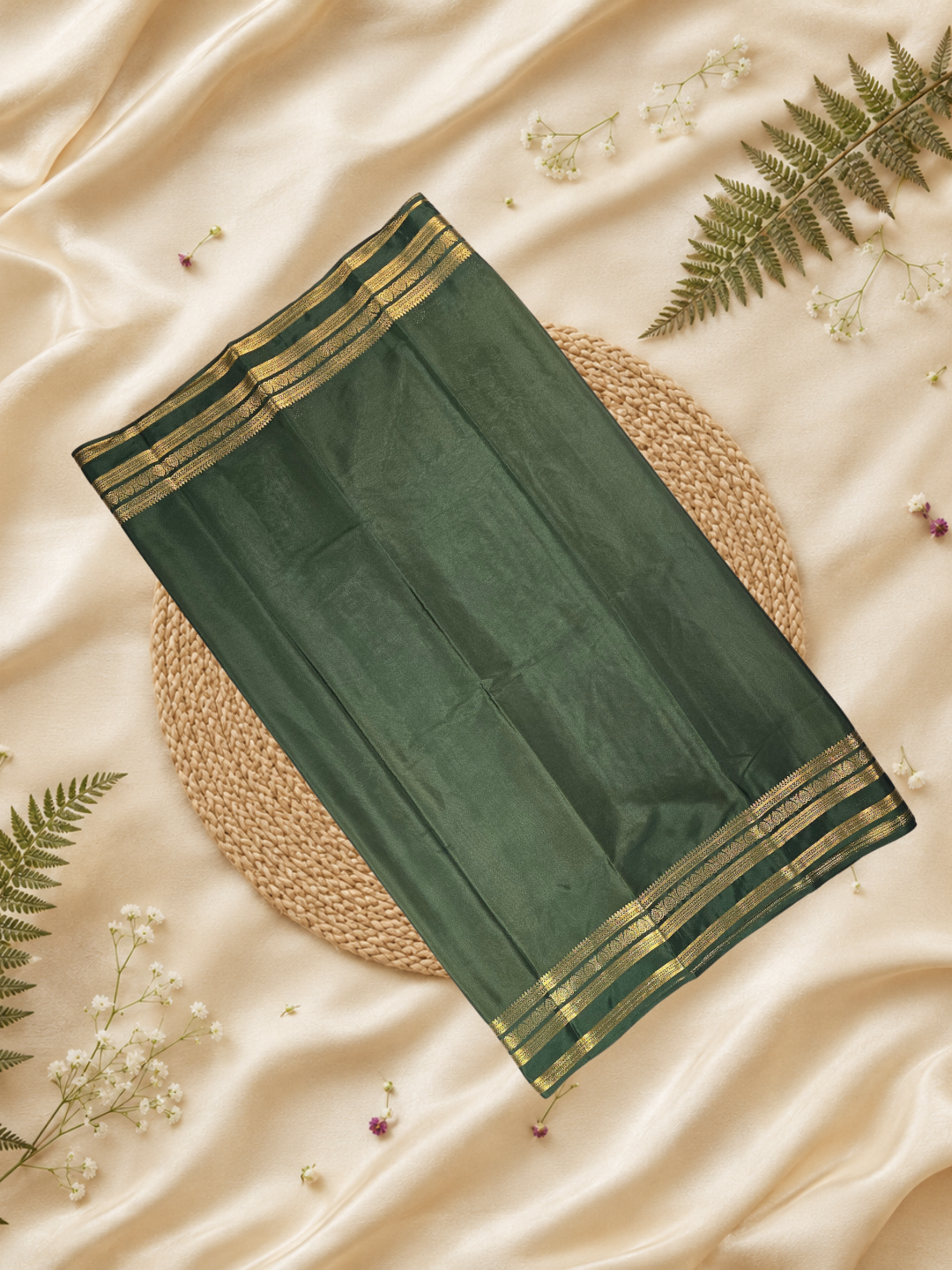 Classic Mysore Silk Saree  |  Olive Green