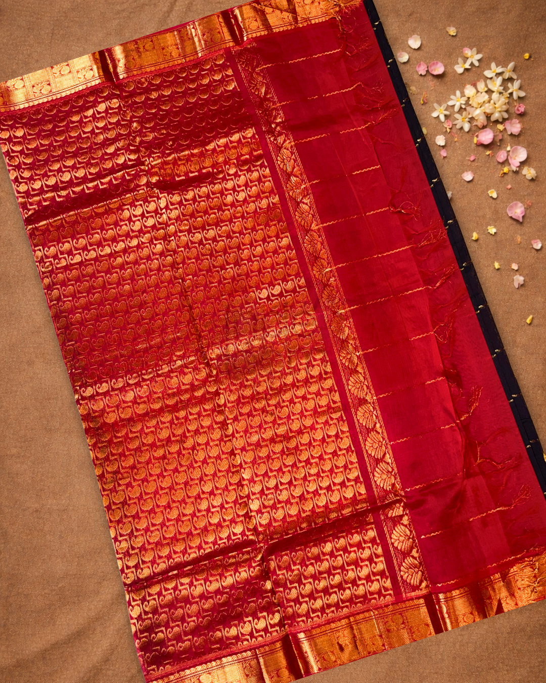 Pure Handloom Korvai Saree | Dark Blue