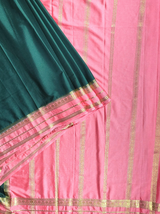 Classic Mysore Semi Silk Saree | Deep Teal Green