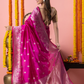 Handwoven Chanderi Silk Saree | Fuchsia And Silver