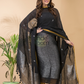 Dark Black Linen X Linen 2-Piece Set Kurti & Dupatta (UNSTITCHED) -082