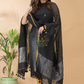 Dark Black Linen X Linen 2-Piece Set Kurti & Dupatta (UNSTITCHED) -082