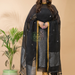 Dark Black Linen X Linen 2-Piece Set Kurti & Dupatta (UNSTITCHED) -082