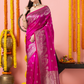 Handwoven Chanderi Silk Saree | Fuchsia And Silver