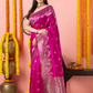 Handwoven Chanderi Silk Saree | Fuchsia And Silver