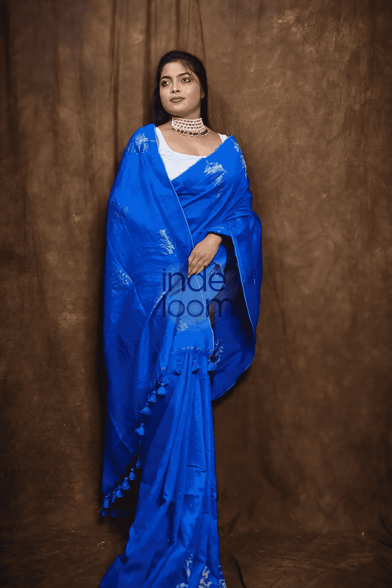 Reshom silk Matka Handloom Saree with Egyptian Blue-114