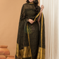 Black with Golden color Jamdani 2-Piece Set Kurti & Dupatta (UNSTITCHED) - 145