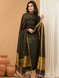Black with Golden color Jamdani 2-Piece Set Kurti & Dupatta (UNSTITCHED) - 145
