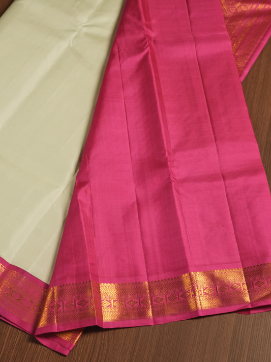 Silk Mark Certified Handloom Kanjivaram Silk Saree  |  Warm Ivory