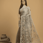 Light Black Cotton Silk Jamdani Saree - 027 - indeloom