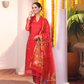 Imperial Red Sequin Paithani Jamdani 2-Piece Set Kurti & Dupatta (UNSTITCHED) - 309