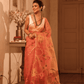 Neon Orange Hand Made Jamdani Saree -099