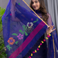 Indigo Blue Cotton Silk Jamdani 2-Piece Set Kurti & Dupatta (UNSTITCHED) - 108