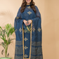 Classic Blue Linen X Linen 2 -Piece Set Kurti & Dupatta (UNSTITCHED) -086