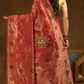Ethnic woven design Silk blend Jacquard Saree | Ruby Red