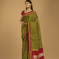 Pure Ilkal Saree With Olive Greenand Red Border - 048