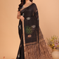 Handloom Matka Silk Jamdani Saree With Rich Black - 111