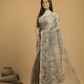 Light Black Cotton Silk Jamdani Saree - 027 - indeloom
