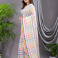 Handloom Khadi Cotton Saree With Cream White - 005