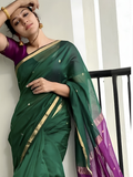 Maheshwari Silk Cotton Saree – Festive Elegance | Bottle Green