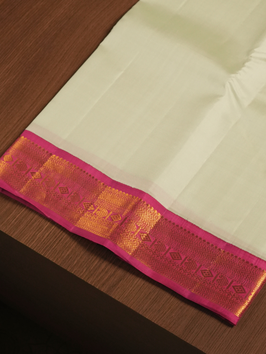 Silk Mark Certified Handloom Kanjivaram Silk Saree  |  Warm Ivory