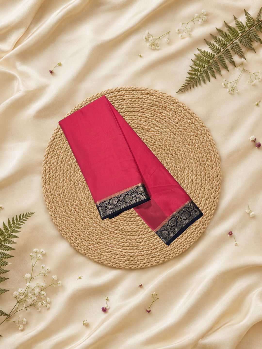 Mysore Silk Saree With Rani Pink