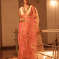 Neon Orange Hand Made Jamdani Saree -099