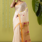 Handwoven Jamdani Muslin Saree | Off-White and Gold | All-over Buttas with All-over Jamdani weaves