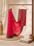 Pure Handloom Mul Cotton Saree | Classic Red