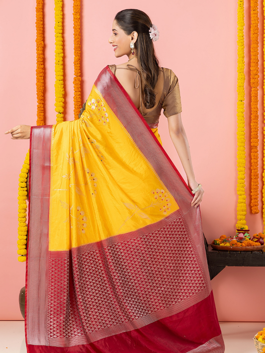 Classic Benarasi Semi Silk Saree | Mustard Yellow