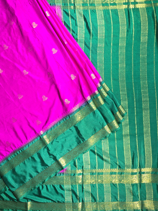 Classic Mysore Semi Silk Saree | Fuchsia Pink