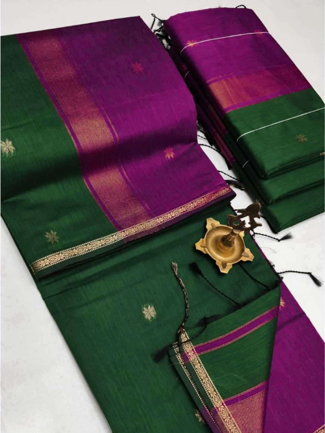 Maheshwari Silk Cotton Saree – Festive Elegance | Bottle Green