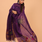 Grape Purple Linen Jamdani 2-Piece Set Kurti & Dupatta (UNSTITCHED) - 077
