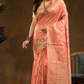 Floral woven design Silk blend Jacquard Saree | Pastel Red