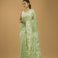 Light Green Soft Silk Jamdani Saree - 008 - indeloom