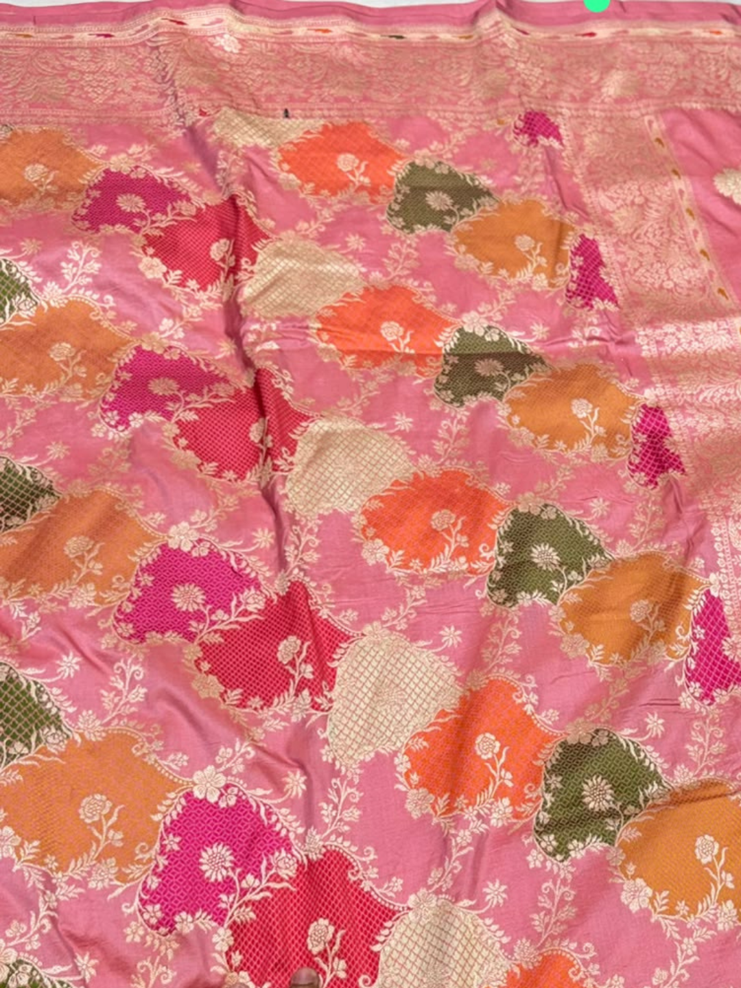 Pure Banarasi Exclusive Ektara Kora JAMDANI Tilfi saree  | Coral Pink