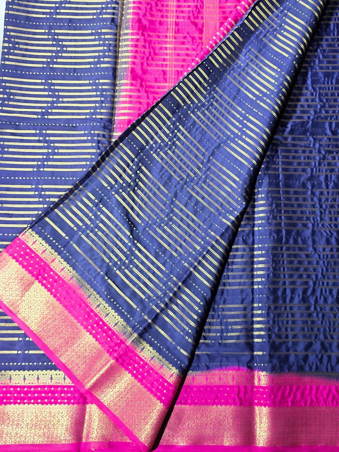 Classic Mysore Silk Saree  |  Navy Blue