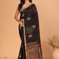 Handloom Matka Silk Jamdani Saree With Rich Black - 111