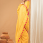 Linen Sequin Jamdani Saree With Mango Yellow - 001