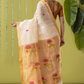 Handwoven Jamdani Muslin Saree | Off-White and Gold | All-over Buttas with All-over Jamdani weaves
