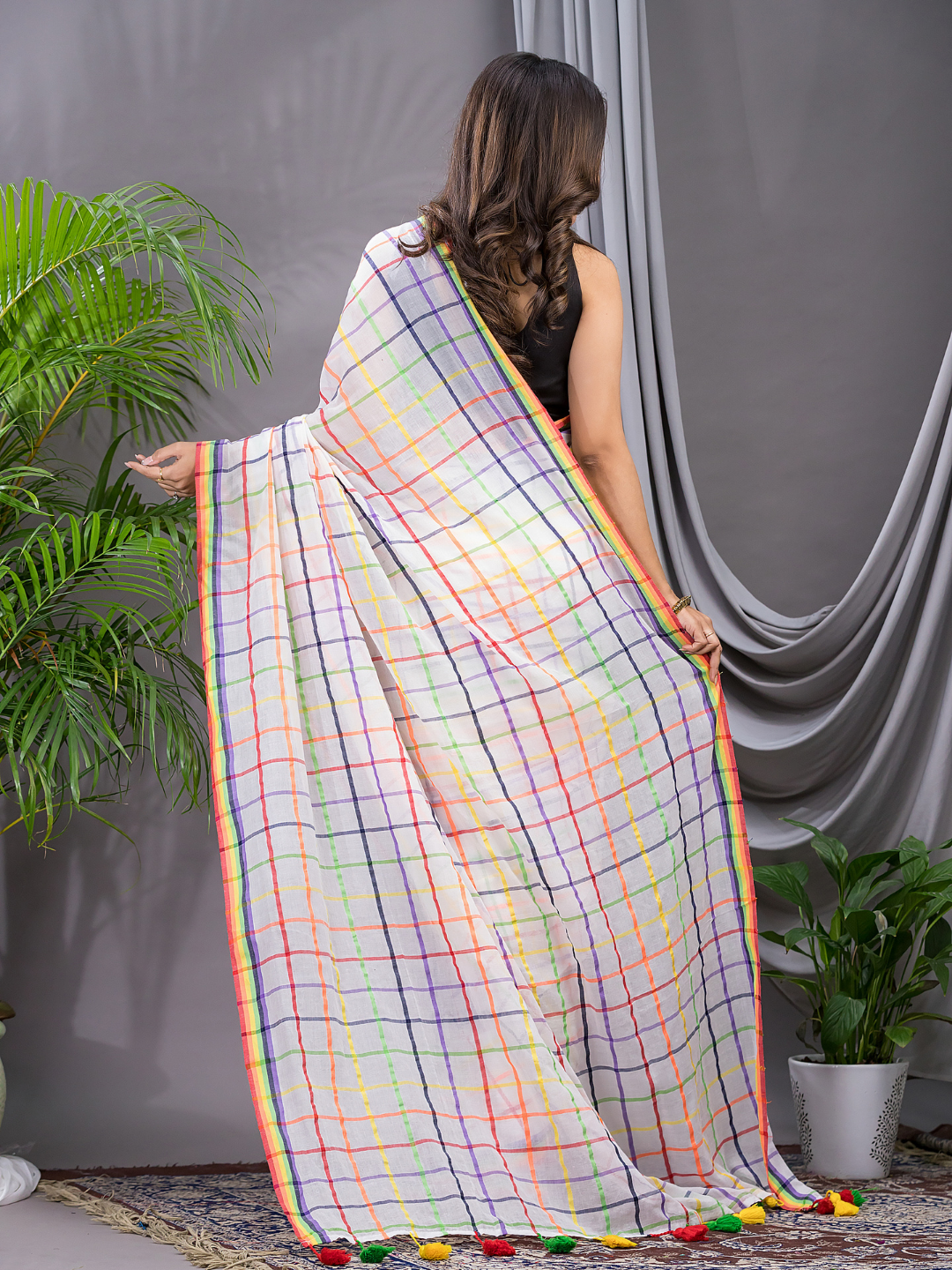 Handloom Khadi Cotton Saree With Cream White - 005