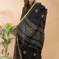 Coal Black Linen X Linen 2-Piece Set Kurti & Dupatta (UNSTITCHED) -091