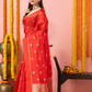 Handwoven Chanderi Silk Saree | Classic Red