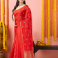 Handwoven Chanderi Silk Saree | Classic Red