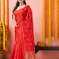 Handwoven Chanderi Silk Saree | Classic Red