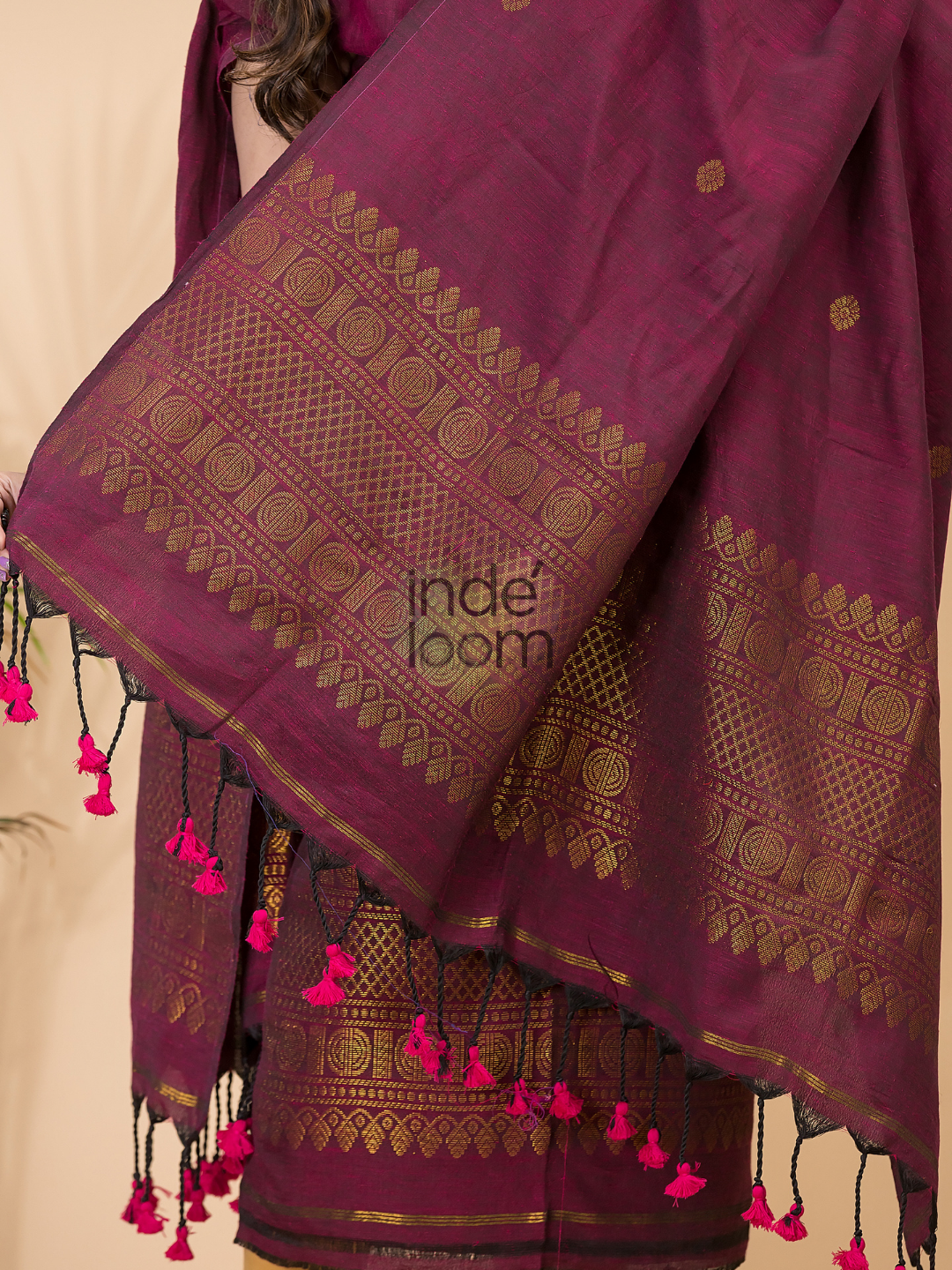 Dark Pink Organic Linen 2-Piece Set Kurti & Dupatta (UNSTITCHED) -093